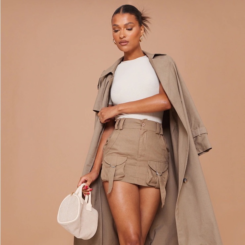 Desert Sand Cargo Pocket Detail Micro Mini Skirt